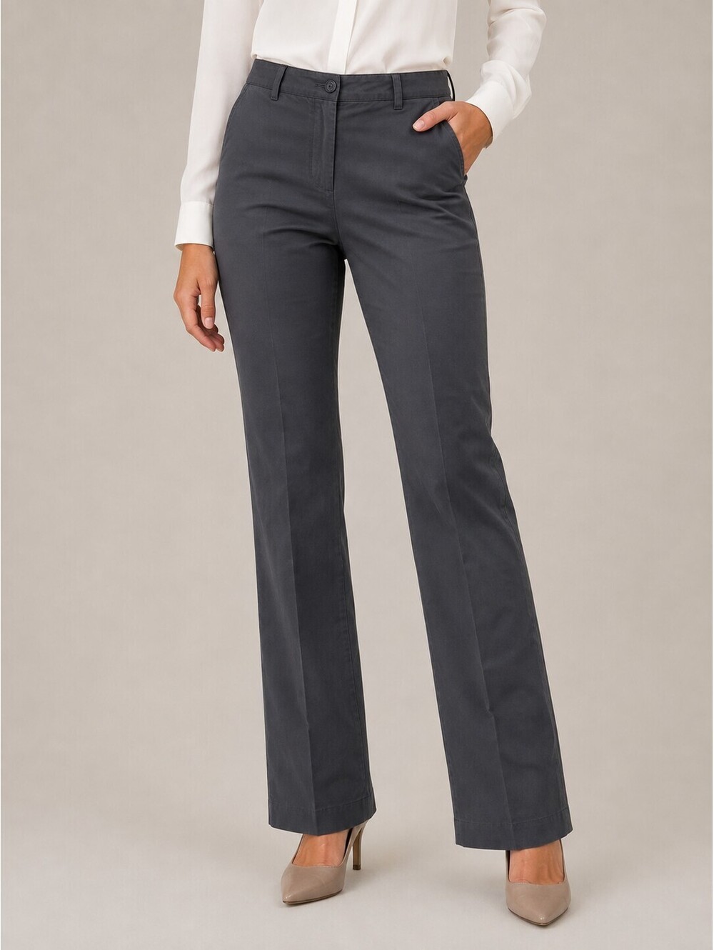 BCBGMaxazria Dark Gray Charcoal Preppy Cotton Dress Pants US0 Bootcut Classic